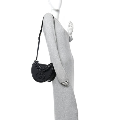 Calfskin Aura Shoulder Bag Black