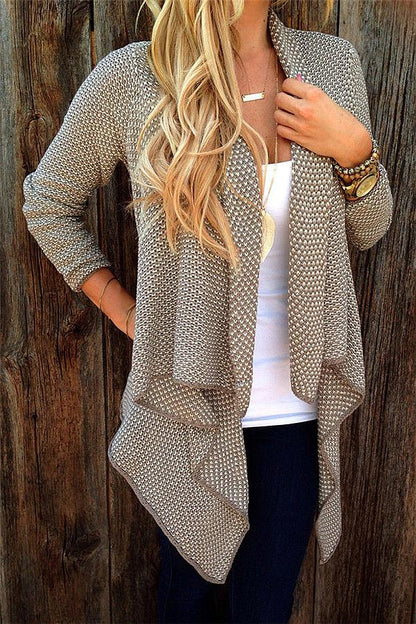 Asymmetric Casual Coat Open Knit Cardigan