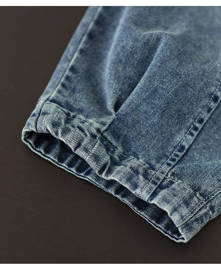 Pocket Embroidery High Waist Literary Retro Nine-point Harem Pants