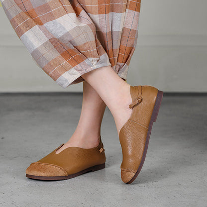 Spring Summer Women Retro Leather Flat Casual Loafers
