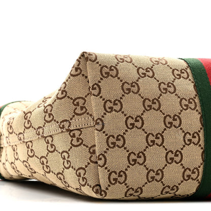Monogram Web Small Giglio Tote Beige Dark Brown