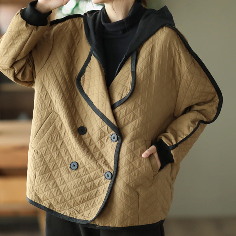 Retro Fashion Double Breasted Casual Fake Two Piece Coat