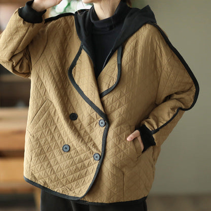 Retro Fashion Double Breasted Casual Fake Two Piece Coat