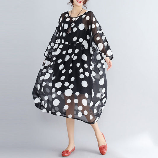 stylish photo color prints pure chiffon dress plus size boutique two pieces long sleeve clothing dress