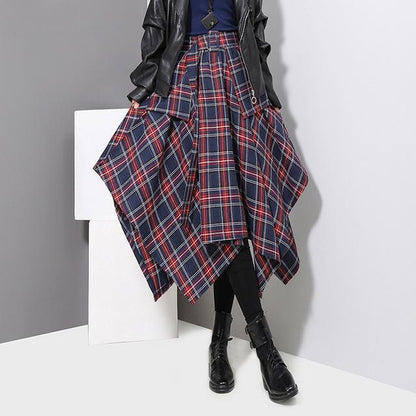 Aitana Plaid Picnic Skirt - Navy