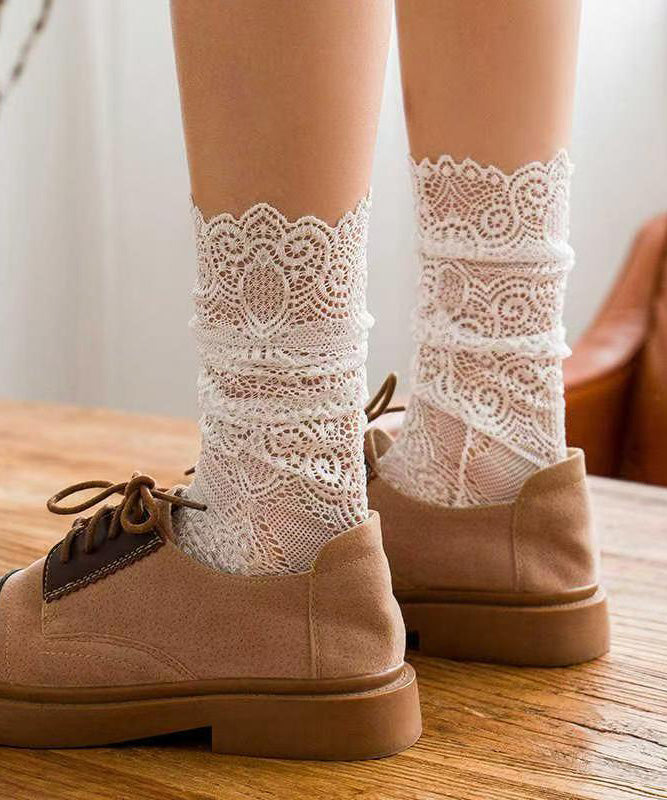 Japanese Style Thin Lace Mid Calf Socks Summer