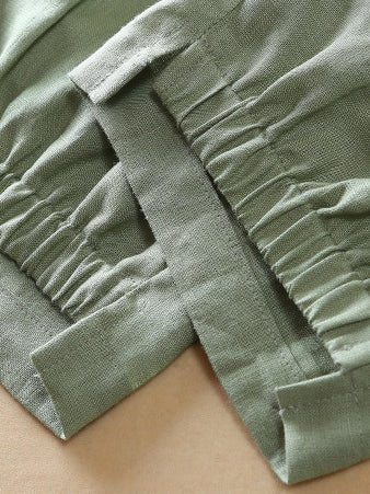 Casual Solid Color Ninth Lantern Linen Pants