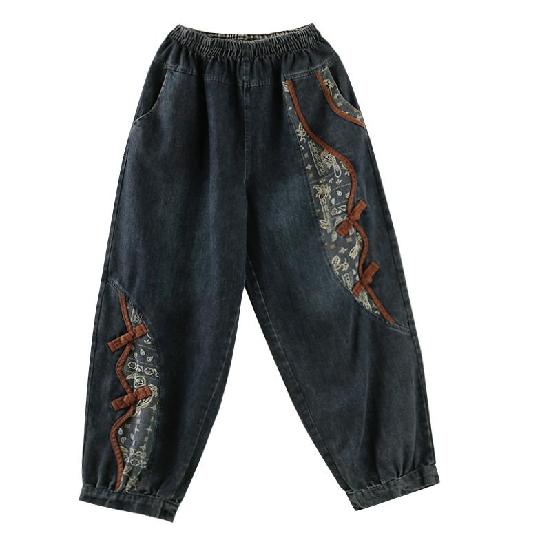 Retro Casual Patchwork Loose Harem Jeans