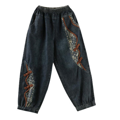 Retro Casual Patchwork Loose Harem Jeans