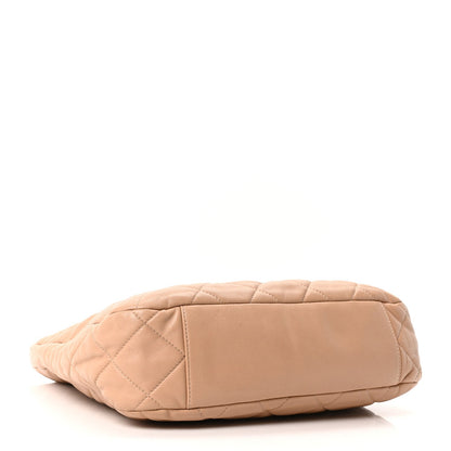Lambskin Quilted Large CC Funky Town Hobo Beige