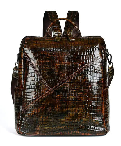 Boutique Coffee Large Capacity Calf Leather Backpack Bag