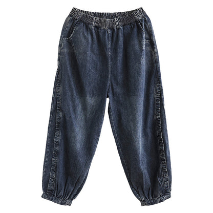 Women Loose High Waist Autumn Cotton Jeans