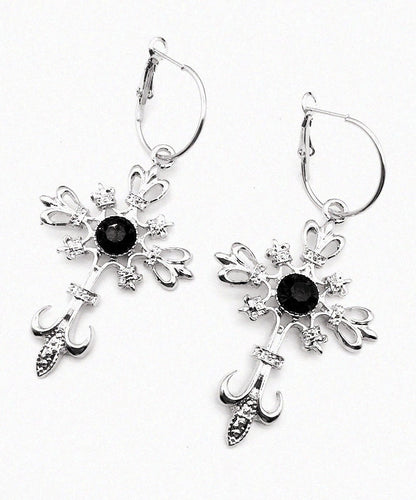 Boutique Red Alloy Crystal Cross Hollow Out Drop Earrings
