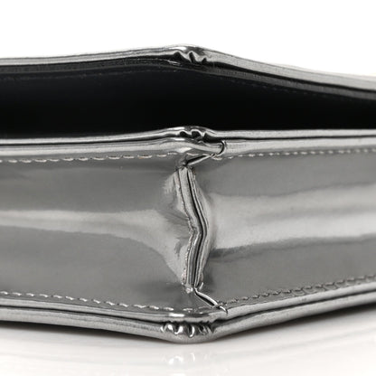 Metallic Patent Micro-Cannage Diorama Wallet on Chain Pouch Silver
