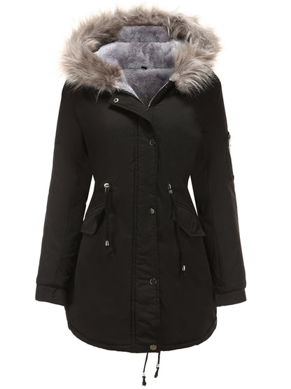 Women's Parka Coat Street Daily Plush Winter Coat Solid Color Oversized Fur Warm Coat