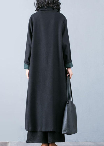 New plus size long coat fall jacket green patchwork double breast Coats Women