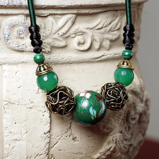 Retro Delicate Cloisonne Short Necklace