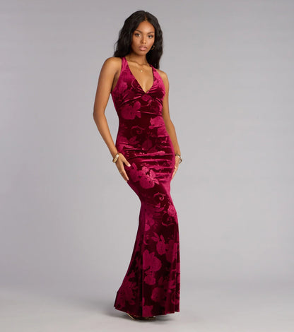 Miriam Floral Velvet Mermaid Formal Dress