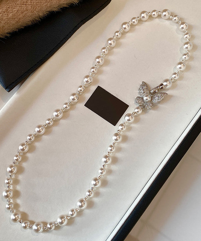 Elegant Versatile Zircon Butterfly Pearl Necklace