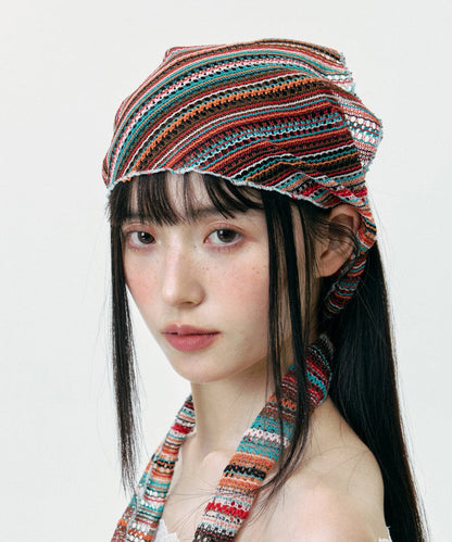 Chic Thin Colored Striped Knitted Hollow Out Head Boonie Hat