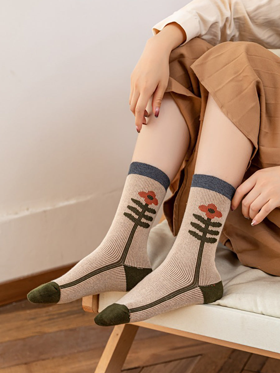 5 Pairs Cotton Cartoon Women Japan Style Crew Socks