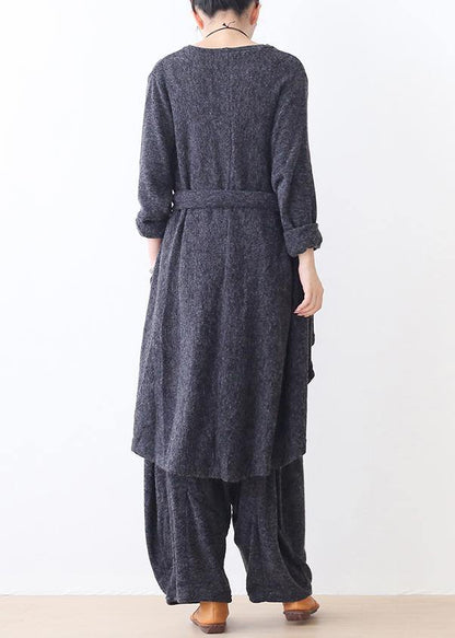 Bohemian o neck asymmetric tunic top Outfits gray shirts