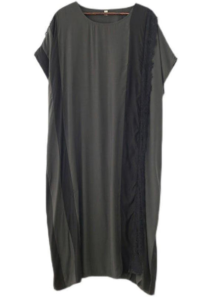 Chic Grey Patchwork Casual Summer Cotton Dress