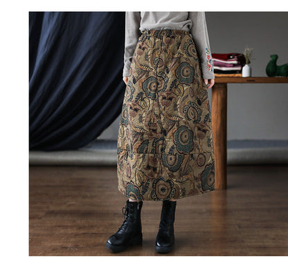 Vintage Patchwork Floral Large Thermal A-Line Skirt