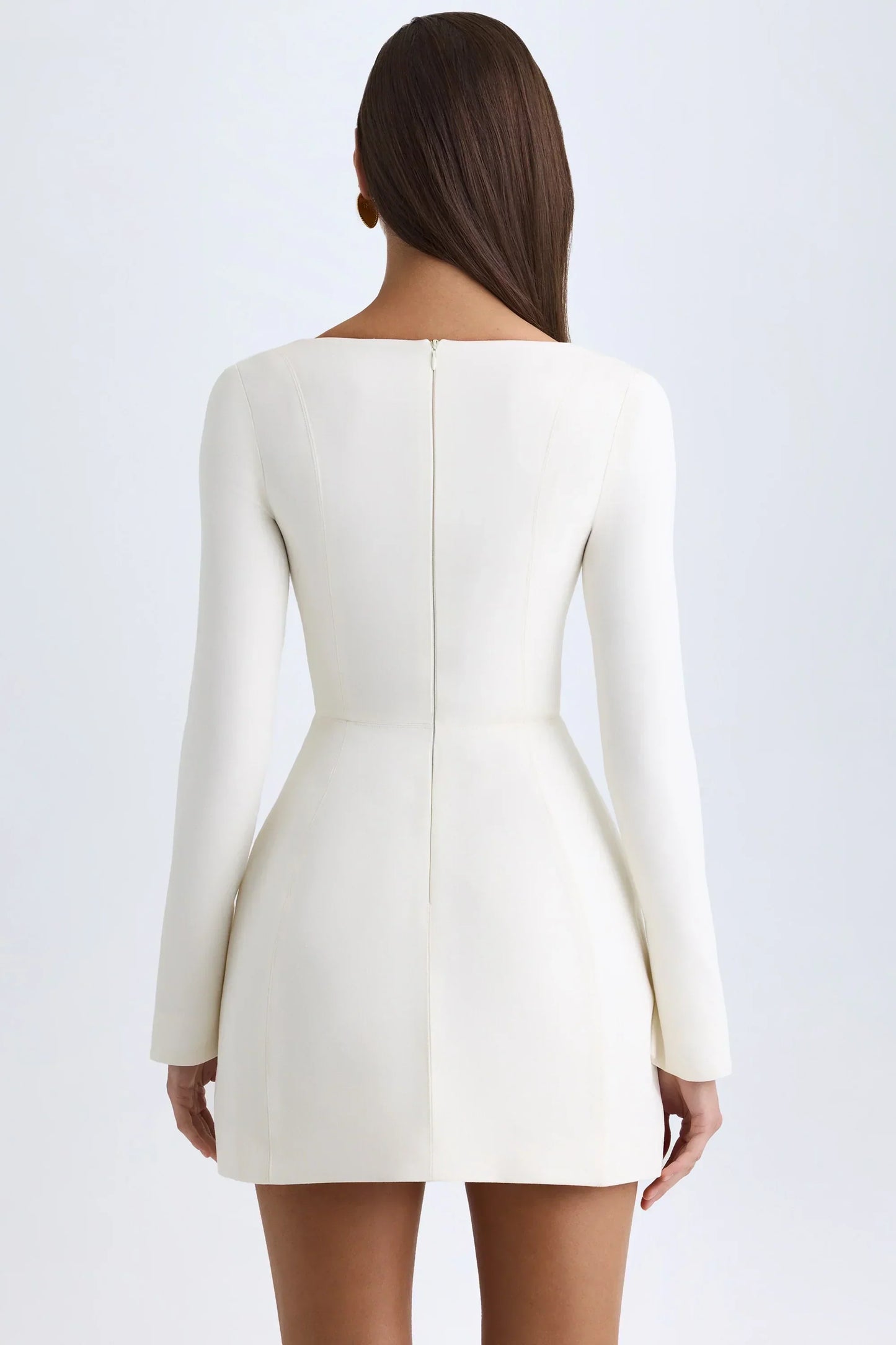 Square-Neck Structured Tulip Mini Dress In Vanilla