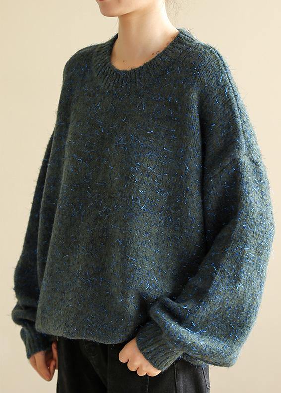 Chunky o neck army green sweaters trendy plus size wild knit blouse