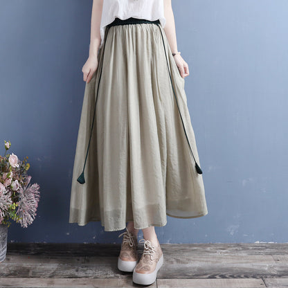 Cozy Tencel Linen Loose A-Line Skirt