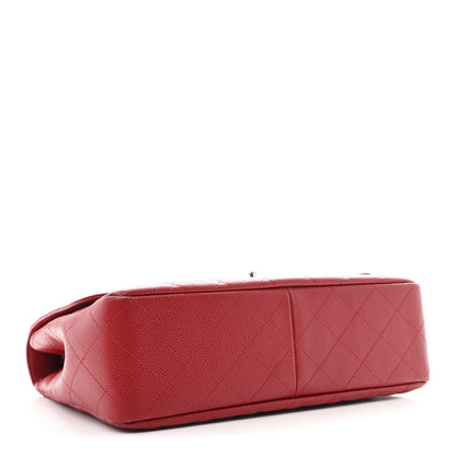 Caviar Quilted Jumbo Single Flap Red