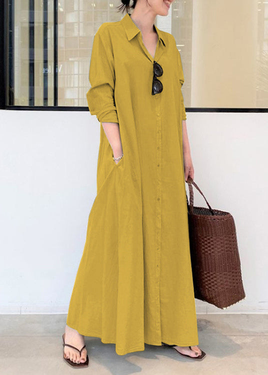 Vintage Army Green Oversized Cotton Robe Dresses Spring