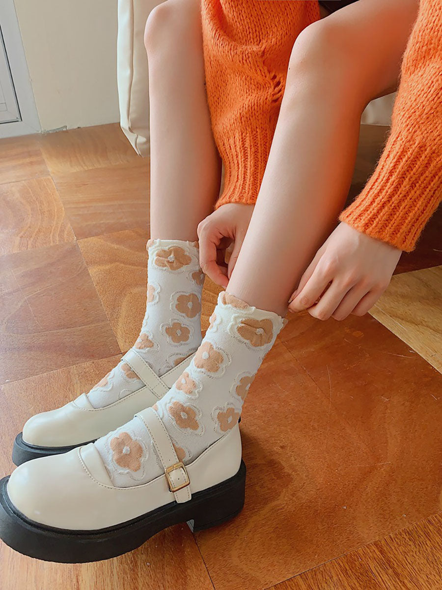 4 Pairs Women Sweet Floral Four Seasons Socks