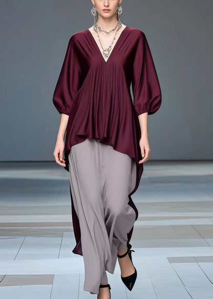 Boho Mulberry Low High Design Silk Shirt Bracelet Sleeve