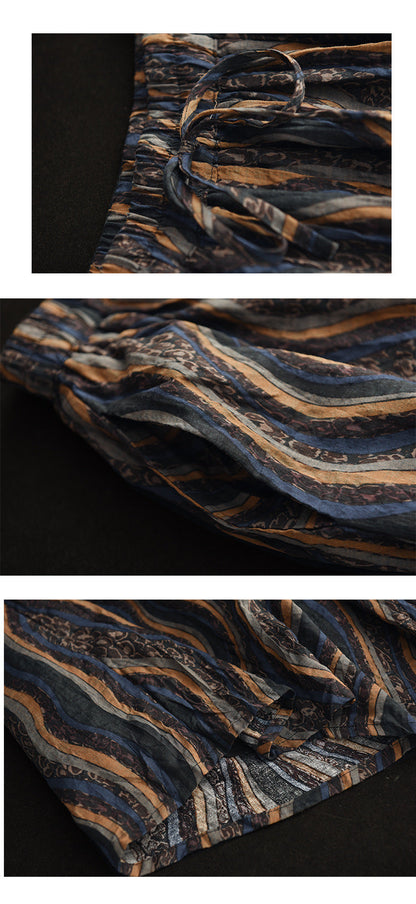 Vintage-Print Elasticated Waist Skirt