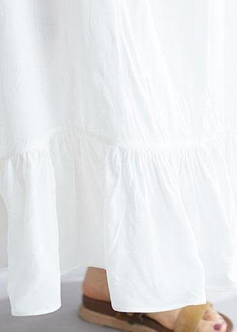 Bohemian white cotton dresses sleeveless cotton robes summer Dress