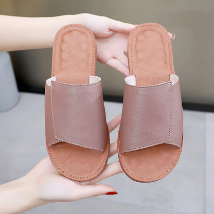 Summer Flat Retro Leather Casual Slippers