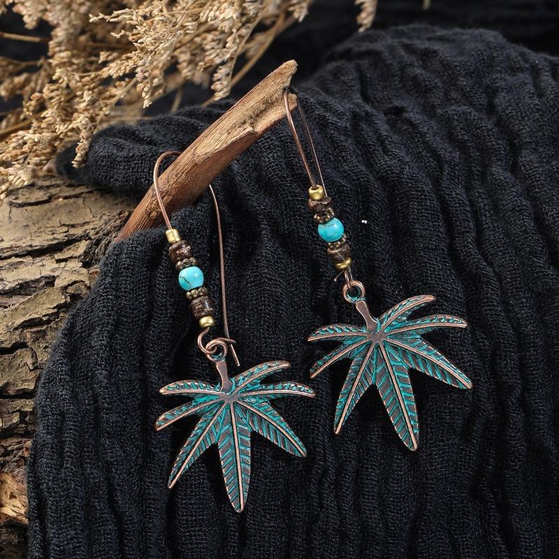 Bohemian Maple Leaf Stud Earrings