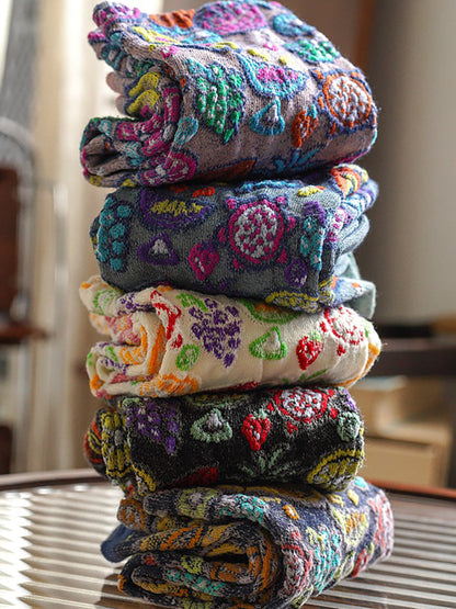 5 Pairs Floral Adult Vintage Winter Socks For Women