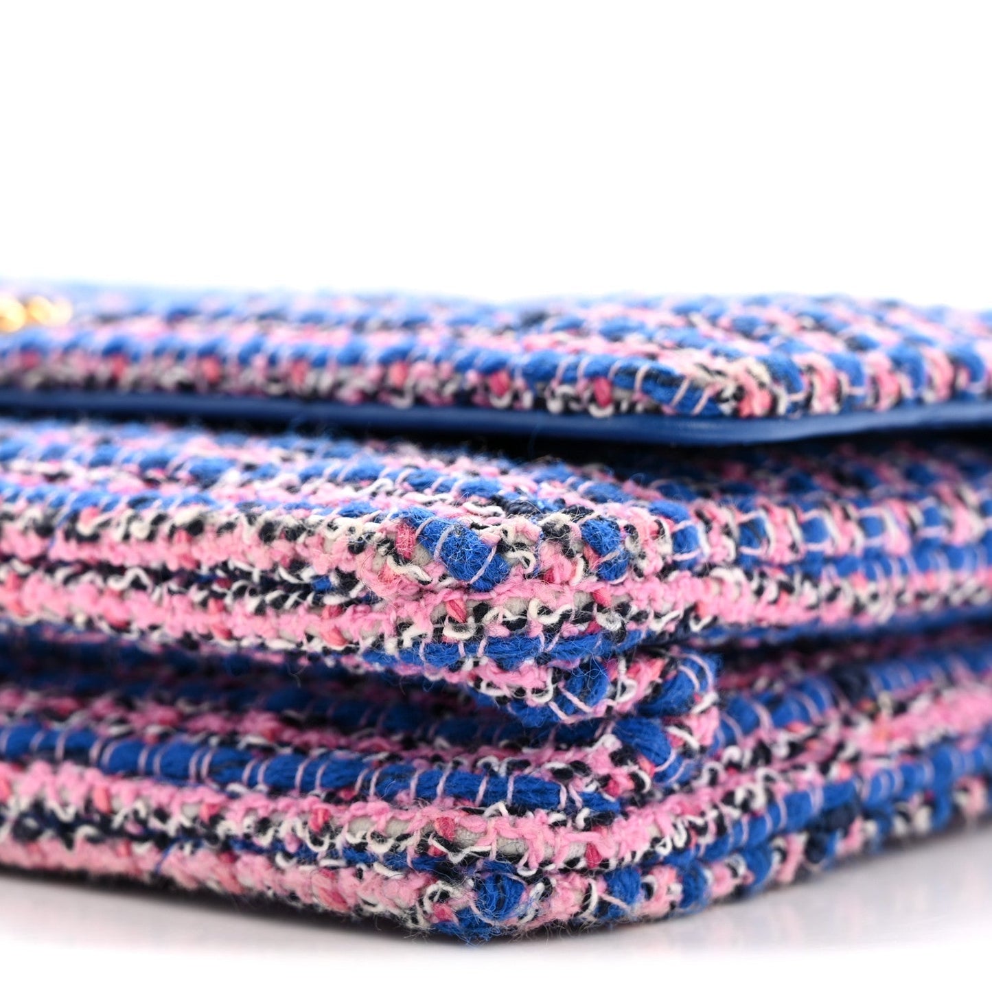 Tweed Quilted Chanel 19 Wallet On Chain WOC Blue Pink