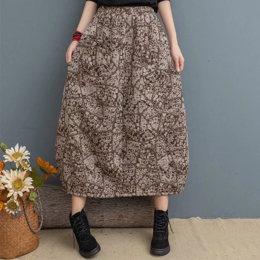 Ethnic Printed Elastic Waist Skirt