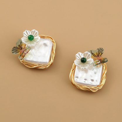 Fresh And Wild Small Butterfly Flower Earrings