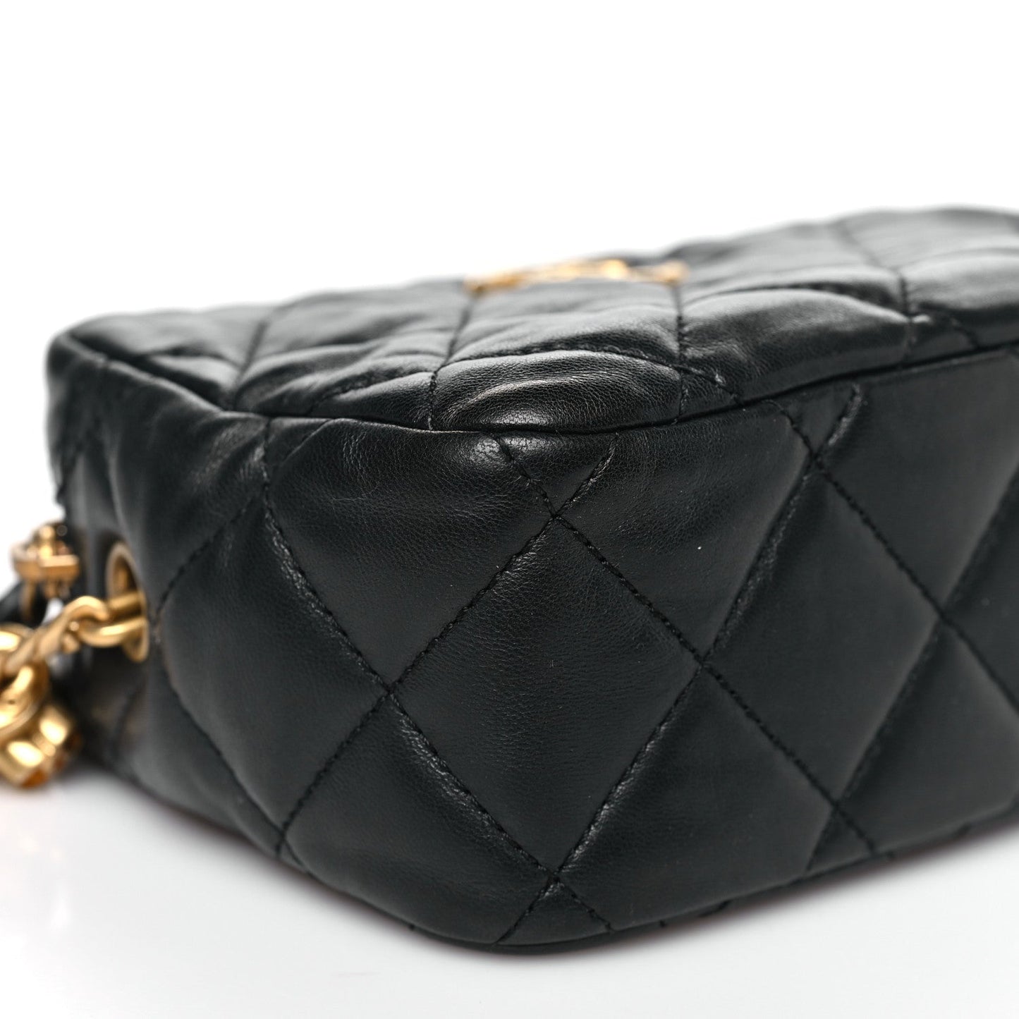 Lambskin Quilted Mini Pillow Crush Camera Case Black