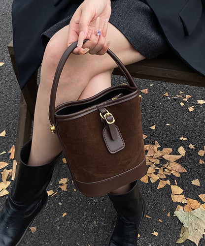 New Coffee Versatile Suede Bucket Bag Korea Style