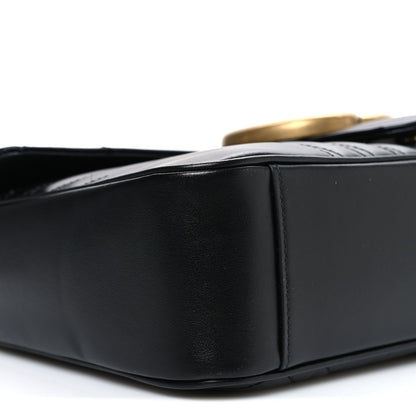 Calfskin Matelasse Medium GG Marmont Shoulder Bag Black