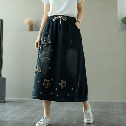 And Cozy Casual Wild Long Loose Denim Skirt