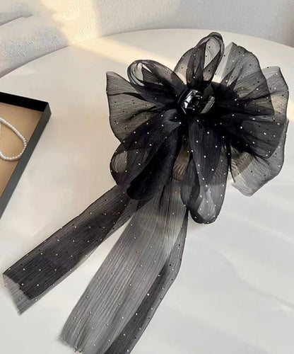 Original Black Tulle Bow Ribbon Dot Hairpin