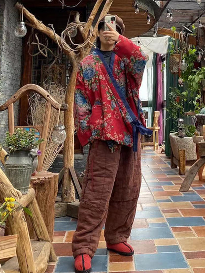 Women Lace-up Vintage Ethnic Wadd Clothes Coat