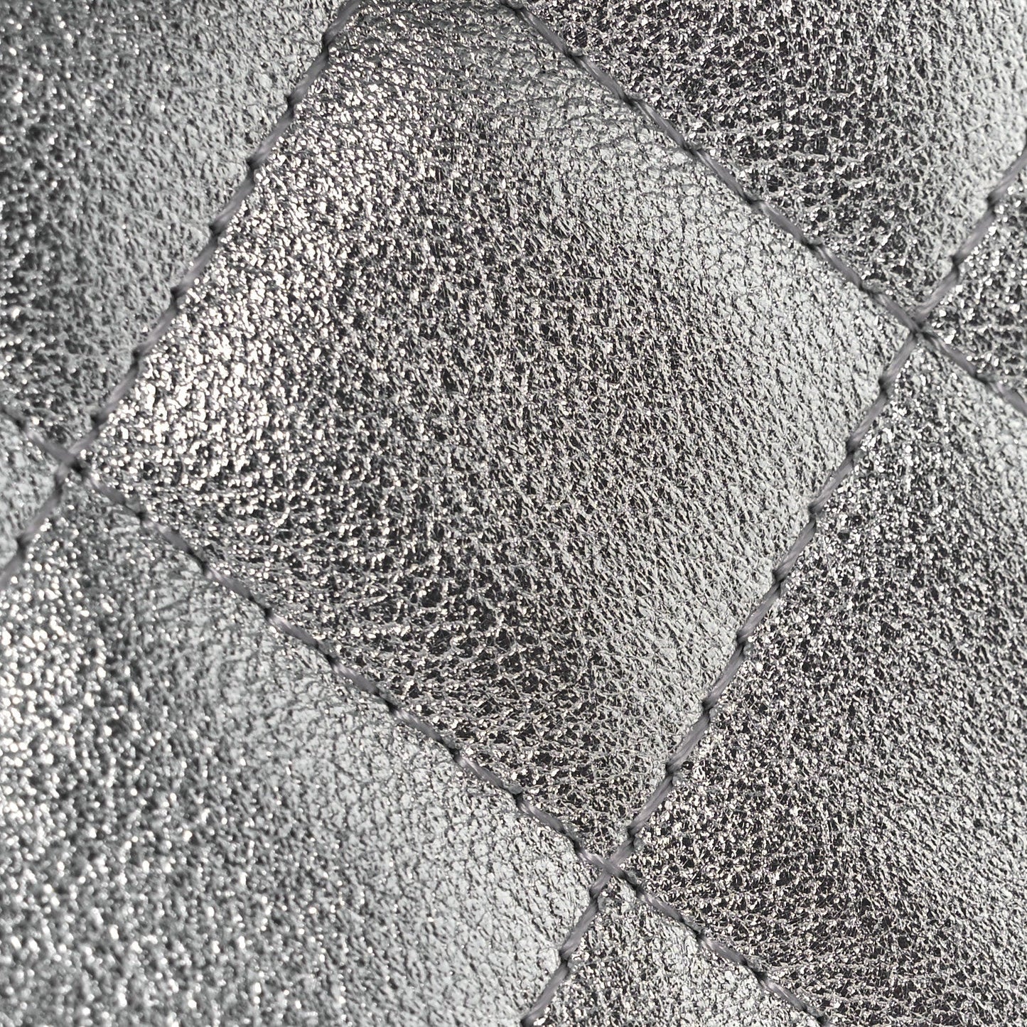 Metallic Lambskin Quilted Mini Rectangular Flap Silver